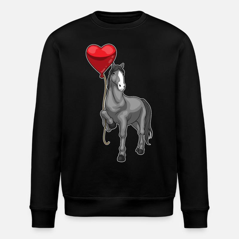 Pferd Herz Luftballon - Stanley/Stella Unisex Bio-Sweatshirt ROLLER - Schwarz