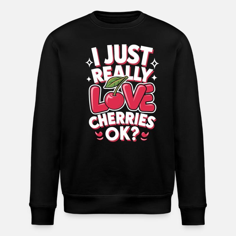 Kirsche Kirschen Früchte Essen - Stanley/Stella Unisex Bio-Sweatshirt ROLLER - Schwarz
