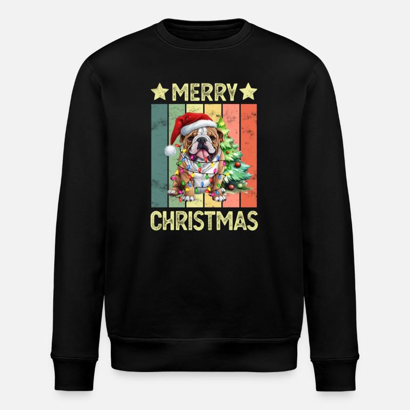 Chien bouledogue anglais Noël - Sweat bio ROLLER Stanley/Stella Unisexe - noir
