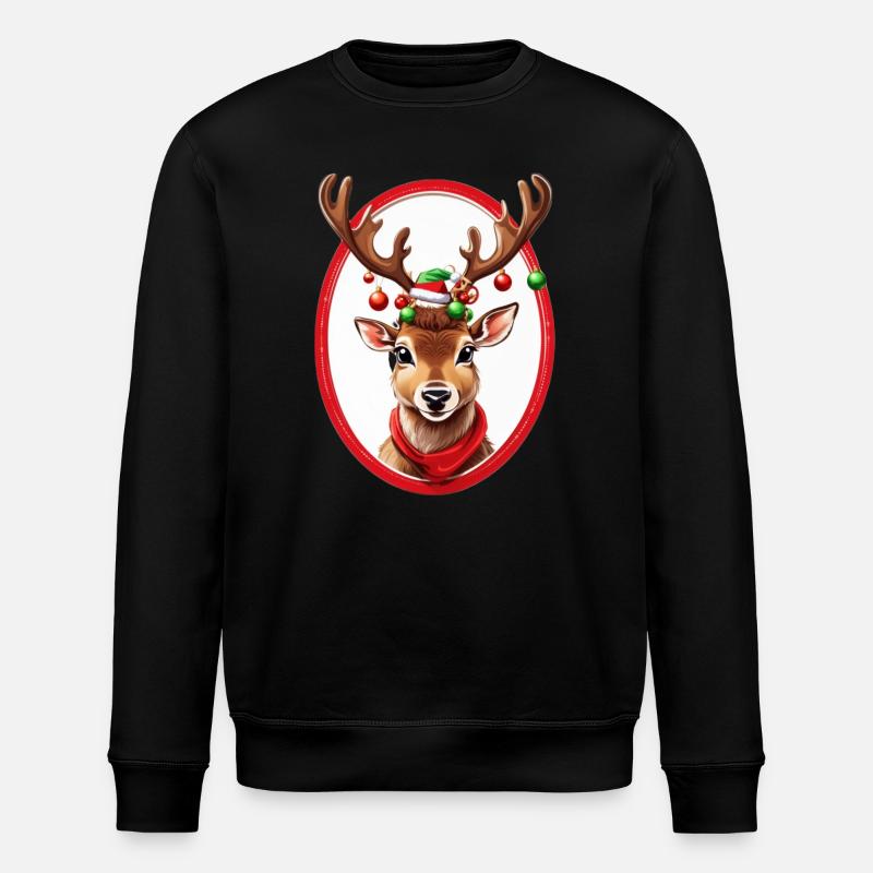 Rentier mit Weihnachtskugeln - Stanley/Stella Unisex Bio-Sweatshirt ROLLER - Schwarz