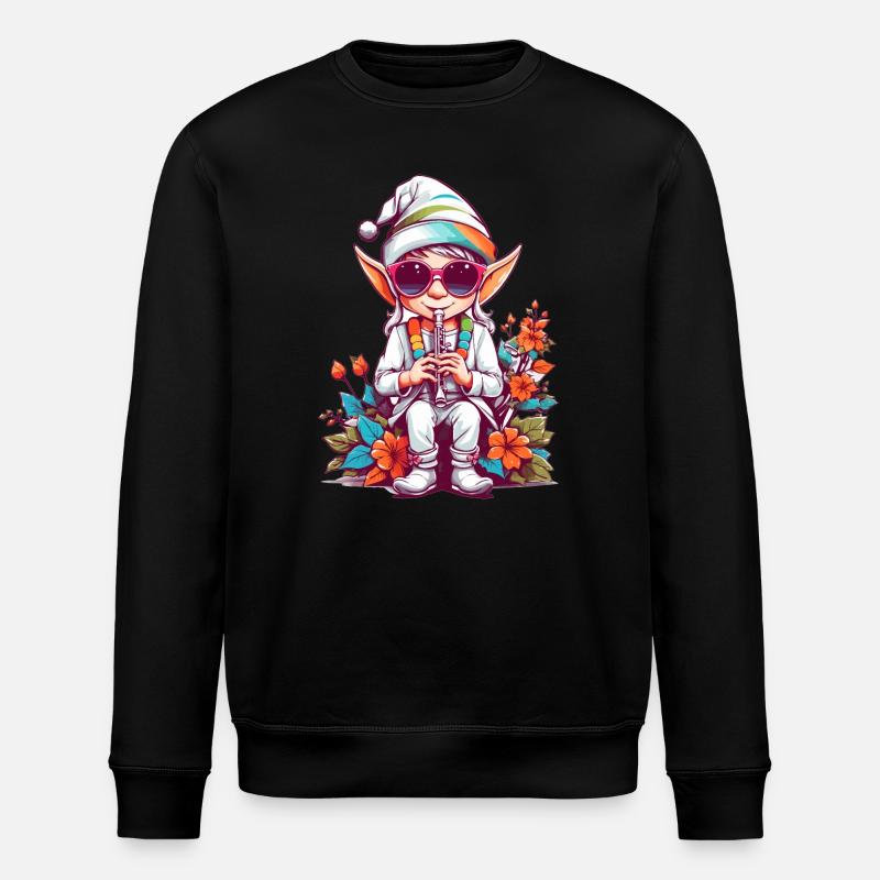 Elfe avec flûte - Sweat bio ROLLER Stanley/Stella Unisexe - noir