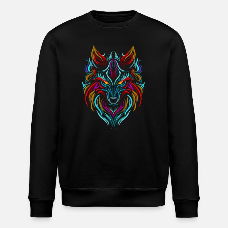 Wolf Tattoo Bunt - Stanley/Stella Unisex Bio-Sweatshirt ROLLER - Schwarz