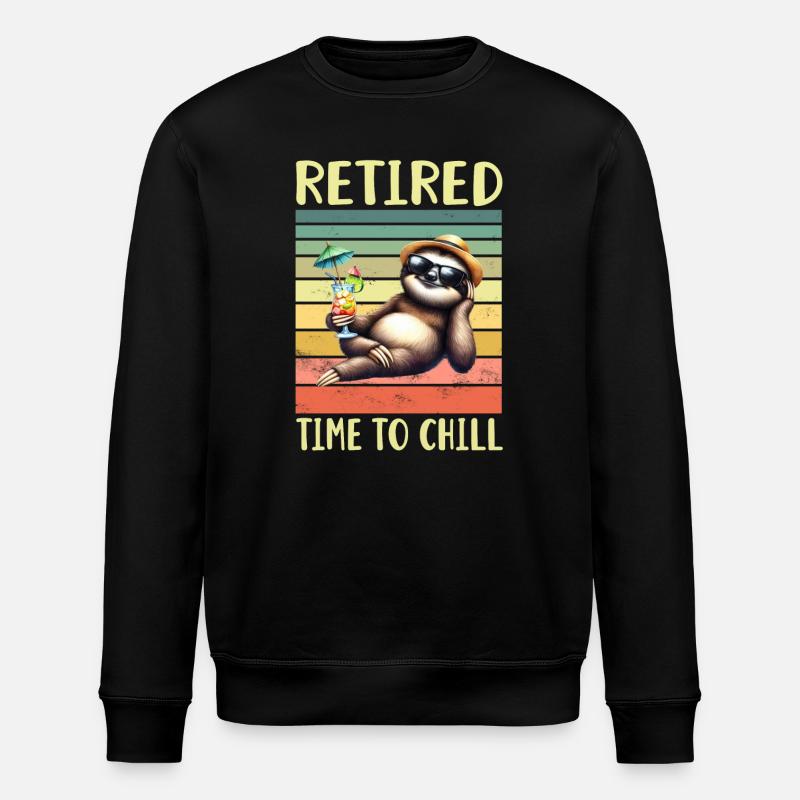 Retired Retired Sloth - Stanley/Stella ROLLER Unisex Organic Sweatshirt - black