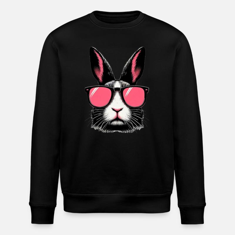 Rabbit with Sunglasses - Stanley/Stella ROLLER Unisex Organic Sweatshirt - black