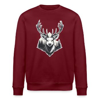 Hirschkopf Waldlandschaft - Stanley/Stella Unisex Bio-Sweatshirt ROLLER - Burgunderrot - Vorne - Nik (191cm)