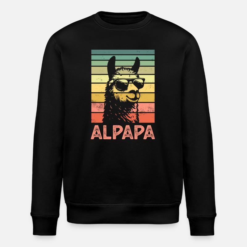 Vater Papa Alpaka - Stanley/Stella Unisex Bio-Sweatshirt ROLLER - Schwarz
