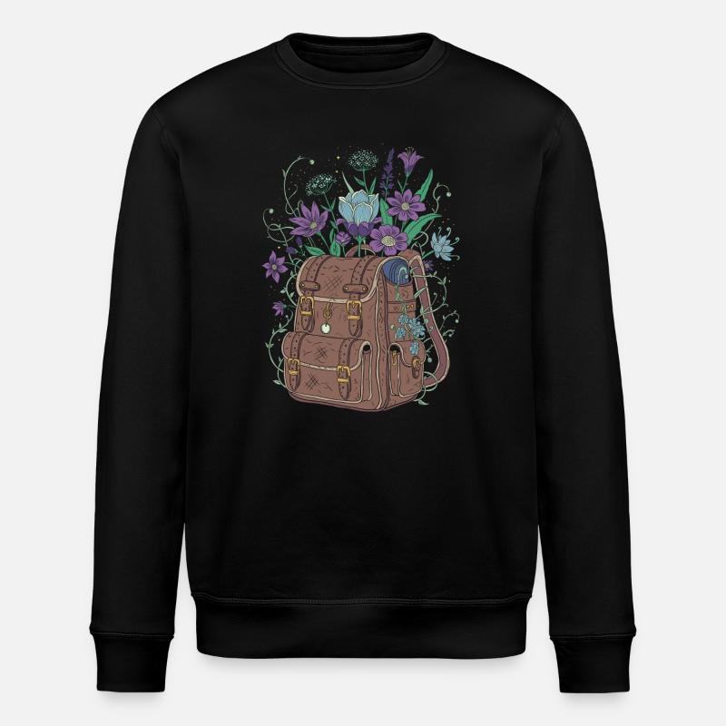 Backpack with flowers - Stanley/Stella ROLLER Unisex Organic Sweatshirt - black