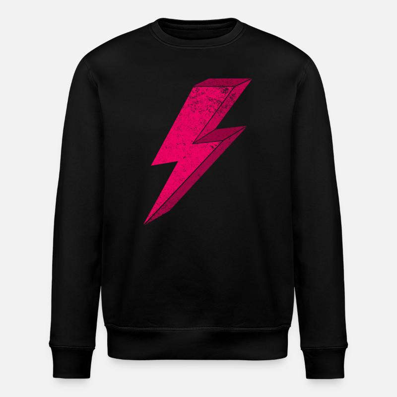 Bright Pink Lightning Design 3D - Stanley/Stella ROLLER Unisex Organic Sweatshirt - black