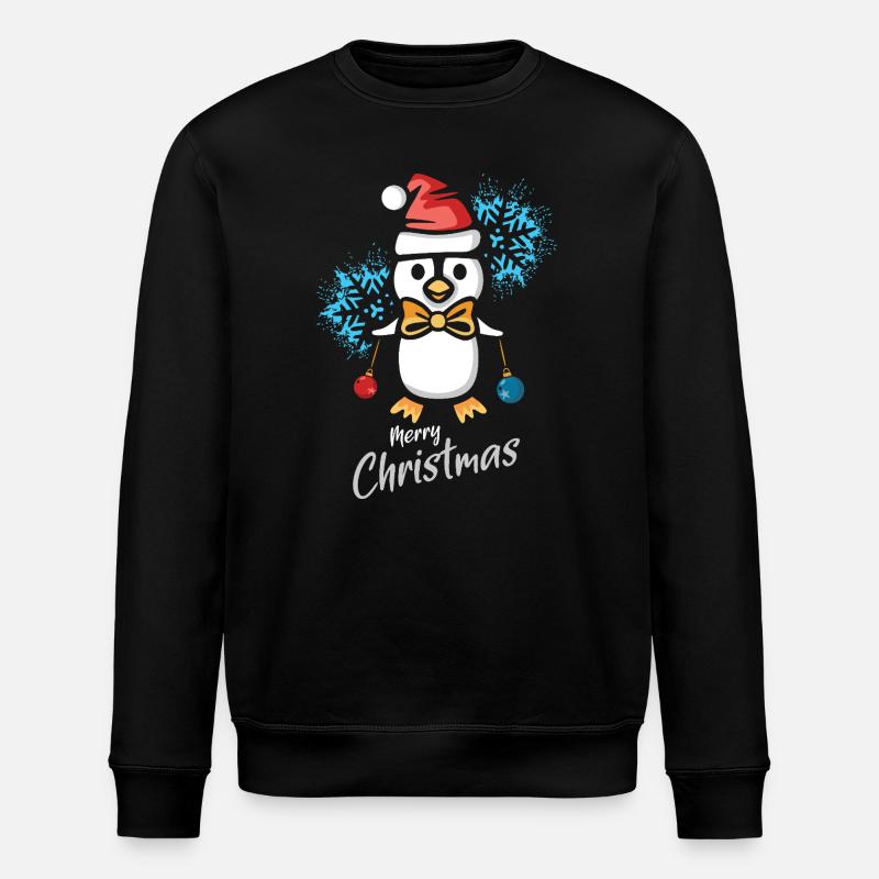 Weihnachtspinguin mit Schneeflocken - Stanley/Stella Unisex Bio-Sweatshirt ROLLER - Schwarz