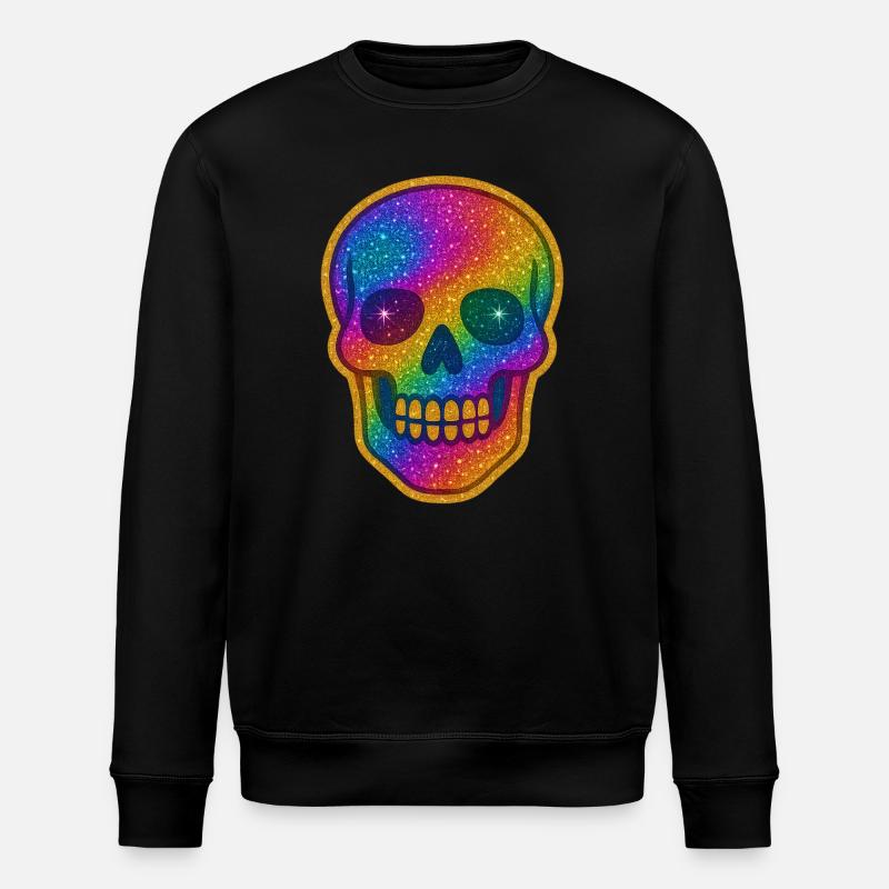 Rainbow Skull Glitter for Halloween - Stanley/Stella ROLLER Unisex Organic Sweatshirt - black