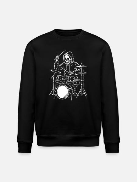 Skeleton Drummer in Hoodie - Stanley/Stella ROLLER Unisex Organic Sweatshirt - black