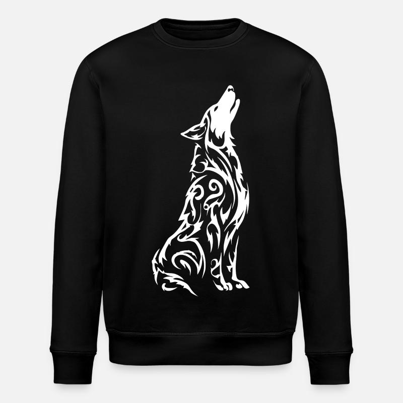 Wolf's Silhouette Tribal Pattern - Stanley/Stella ROLLER Unisex Organic Sweatshirt - black