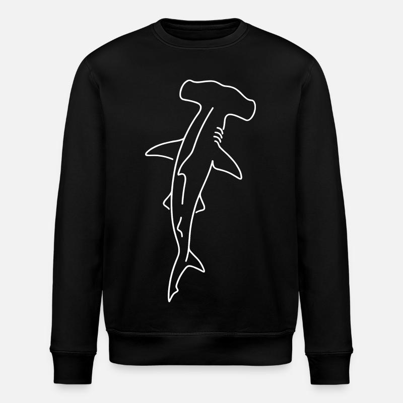 Hammerhead Shark Outline Line Drawing - Stanley/Stella ROLLER Unisex Organic Sweatshirt - black