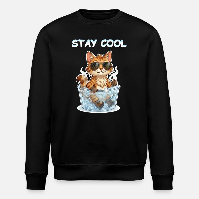 Eisbad Kätzchen Cool Bleiben - Stanley/Stella ROLLER Unisex Organic Sweatshirt - black
