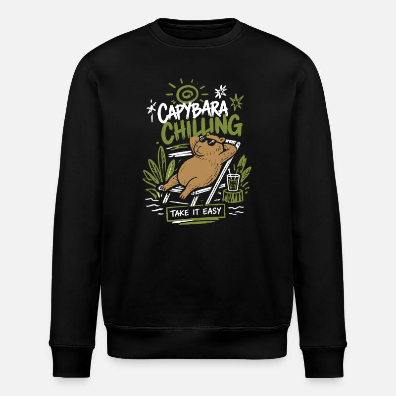 Capybara Chilling Take It Easy - Stanley/Stella ROLLER Unisex Organic Sweatshirt - black