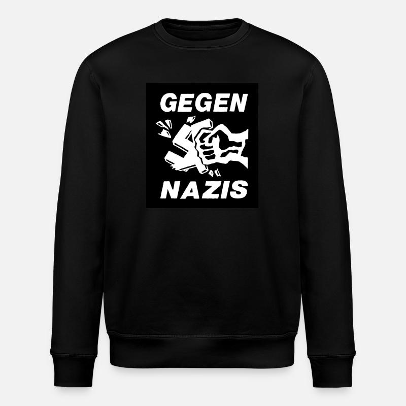Gegen Nazis white letters - Stanley/Stella Unisex Bio-Sweatshirt ROLLER - Schwarz