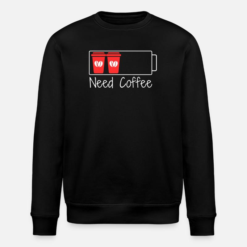 Caféine = 100 % de charge - Sweat bio ROLLER Stanley/Stella Unisexe - noir