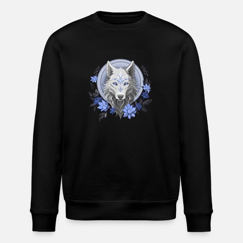 Blumiger Wolf - Stanley/Stella Unisex Bio-Sweatshirt ROLLER - Schwarz