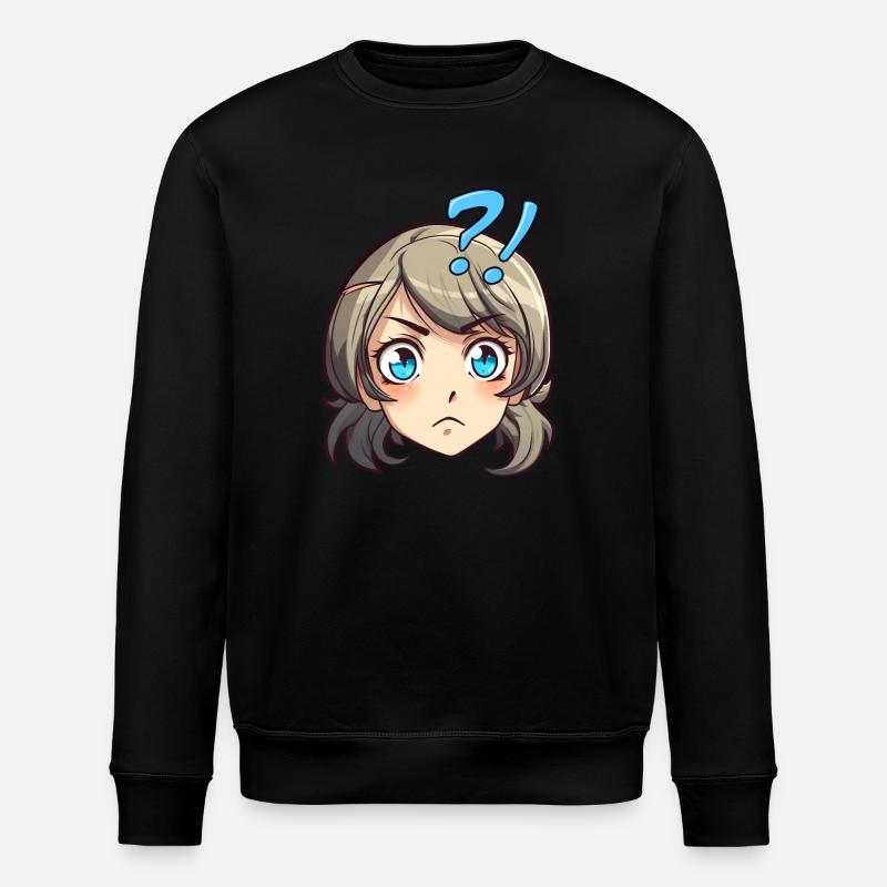 Skeptisches Anime-Emoji - Anime-Shirt - Stanley/Stella Unisex Bio-Sweatshirt ROLLER - Schwarz