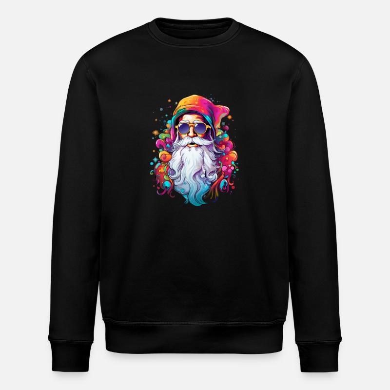 Psychedelischer Weihnachtsmann - Stanley/Stella Unisex Bio-Sweatshirt ROLLER - Schwarz
