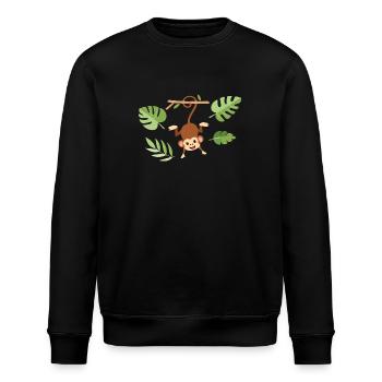 Monkey on the branch - Stanley/Stella ROLLER Unisex Organic Sweatshirt - black - Front - Nik (191cm)