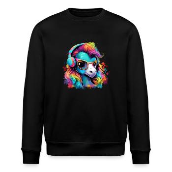 Cute foal with headset gift equestrian sport - Stanley/Stella ROLLER Unisex Organic Sweatshirt - black - Front - Nik (191cm)