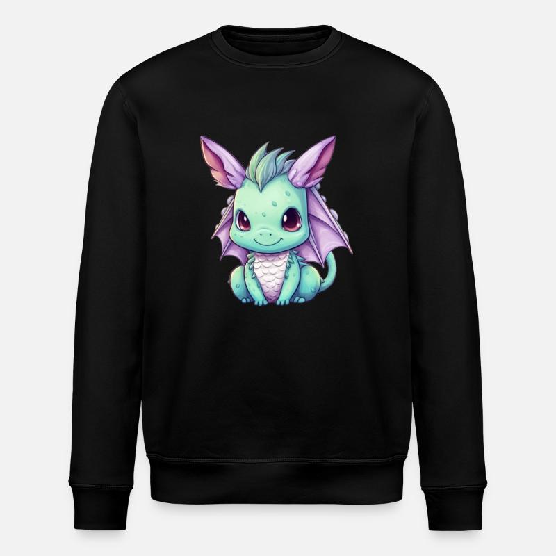 Dragon Kawaii Drawing - Stanley/Stella ROLLER Unisex Organic Sweatshirt - black