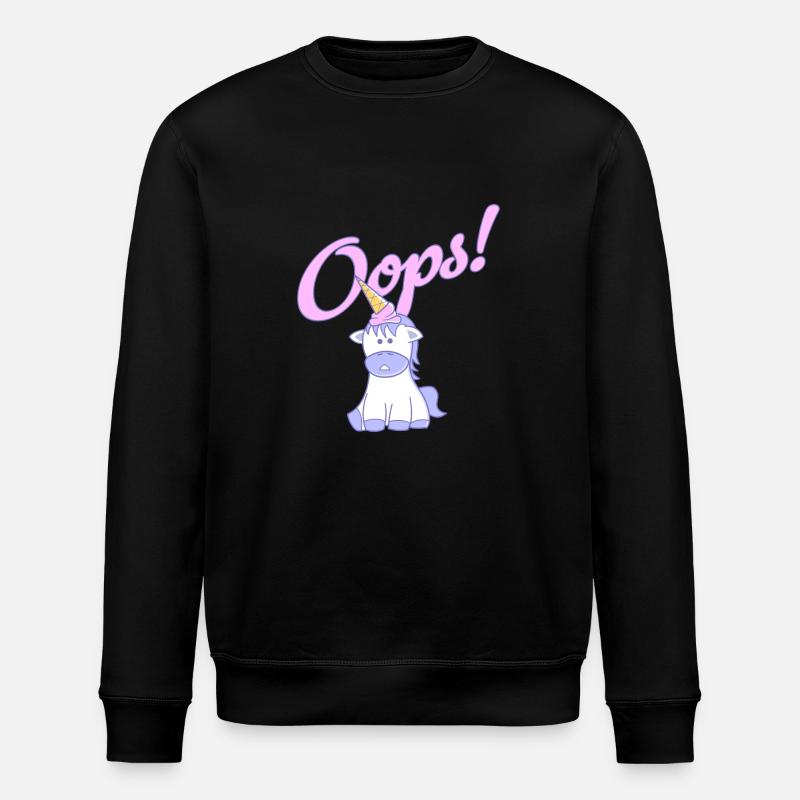 Unicorn Oops! - Stanley/Stella ROLLER Unisex Organic Sweatshirt - black
