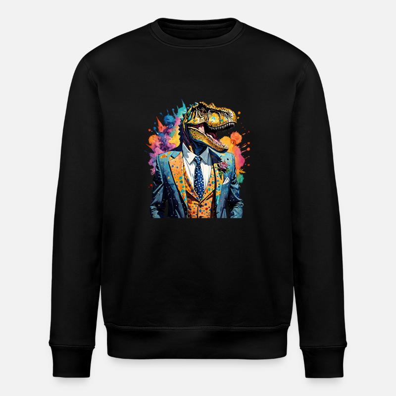 Dinosaur in a suit - Stanley/Stella ROLLER Unisex Organic Sweatshirt - black