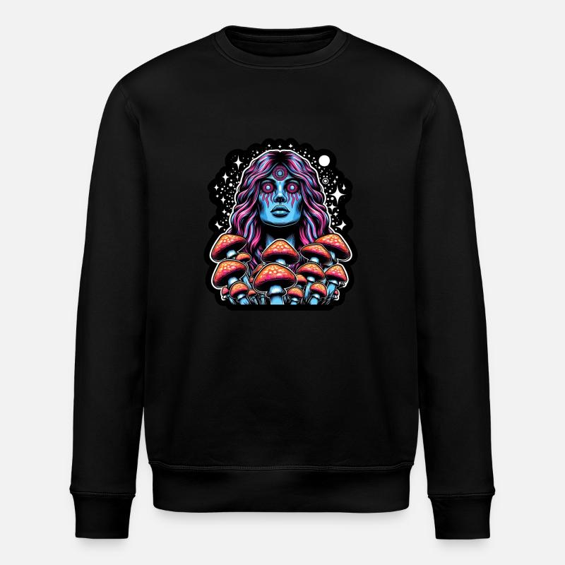 Psychedelic Mushroom Oracle - Stanley/Stella ROLLER Unisex Organic Sweatshirt - black