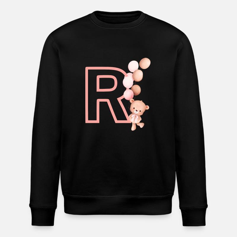 Lettre r rose ours - Sweat bio ROLLER Stanley/Stella Unisexe - noir