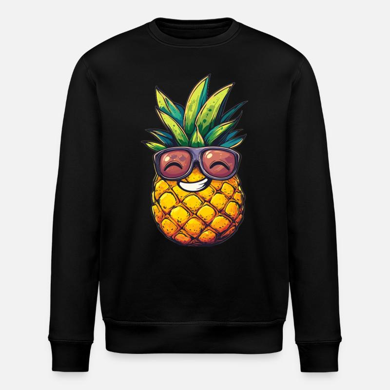 Cool pineapple with sunglasses - Stanley/Stella ROLLER Unisex Organic Sweatshirt - black