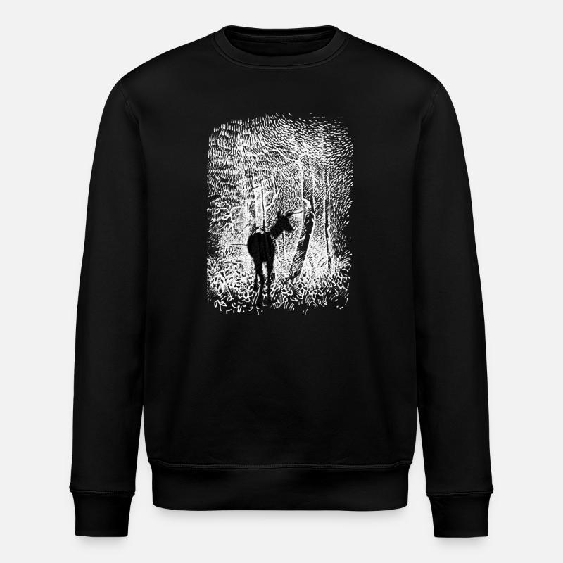 Wald Reh WEISS Umkehrbild - Stanley/Stella Unisex Bio-Sweatshirt ROLLER - Schwarz