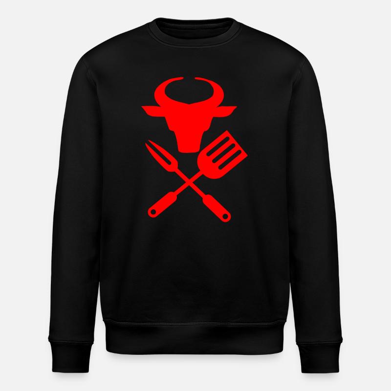 Bull head Barbeque tools, kitchen utensils - Stanley/Stella ROLLER Unisex Organic Sweatshirt - black