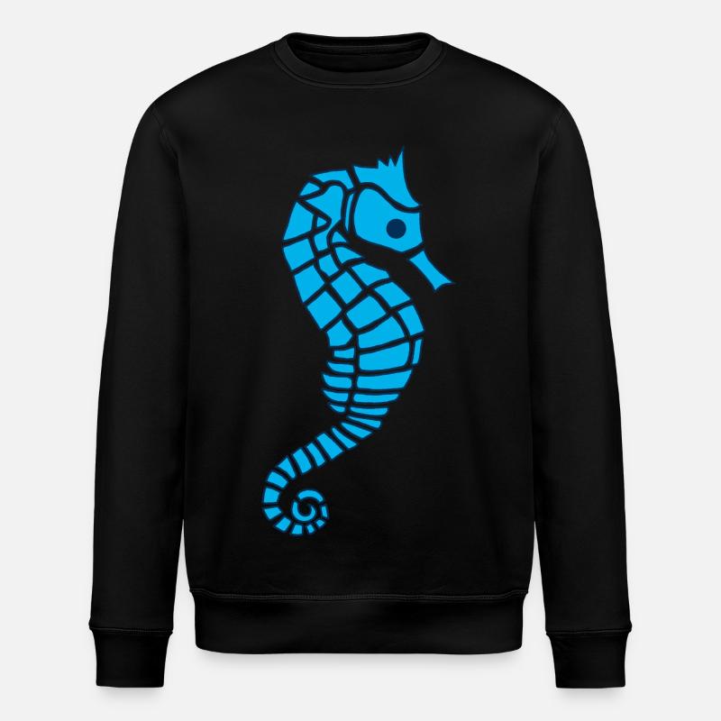 Blaues Seepferdchen - Stanley/Stella Unisex Bio-Sweatshirt ROLLER - Schwarz