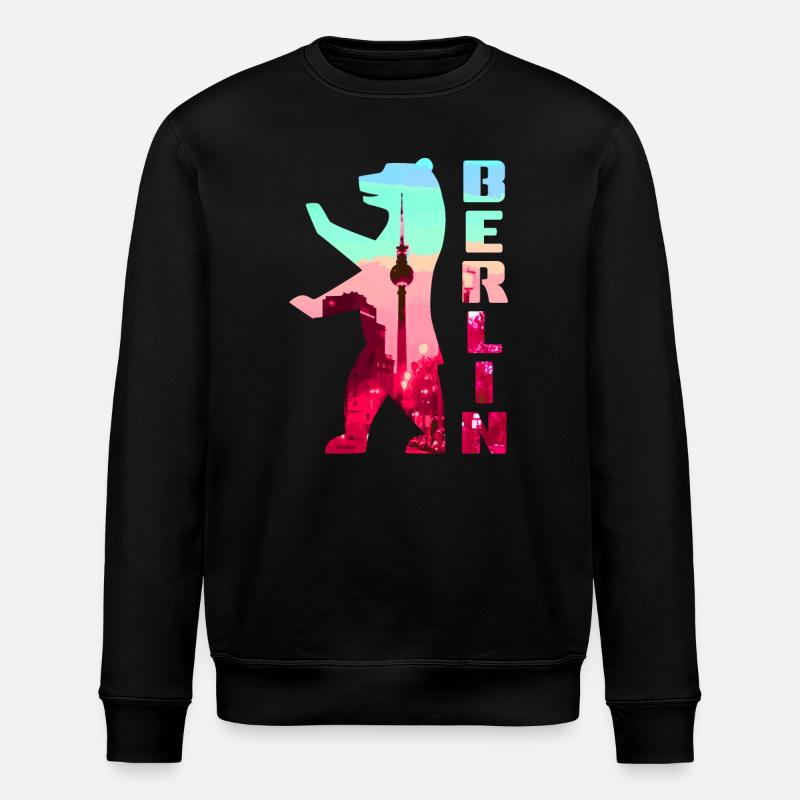Berlin Bear Neon Silhouette - Stanley/Stella ROLLER Unisex Organic Sweatshirt - black