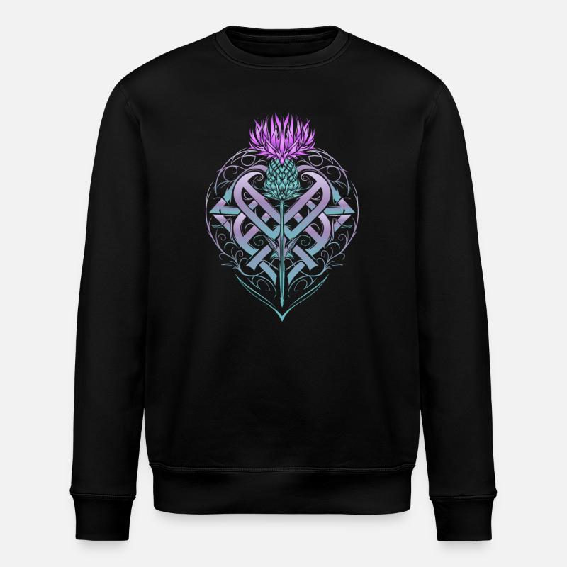 Distel Schild Celtic Knots Thistle Lover - Stanley/Stella Unisex Bio-Sweatshirt ROLLER - Schwarz