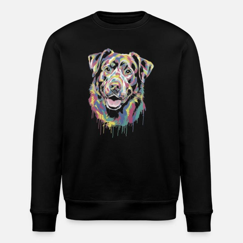 Bunter tropfender Hund - Stanley/Stella Unisex Bio-Sweatshirt ROLLER - Schwarz