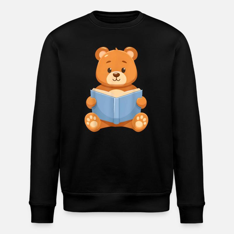 Teddybär lesen - Stanley/Stella Unisex Bio-Sweatshirt ROLLER - Schwarz
