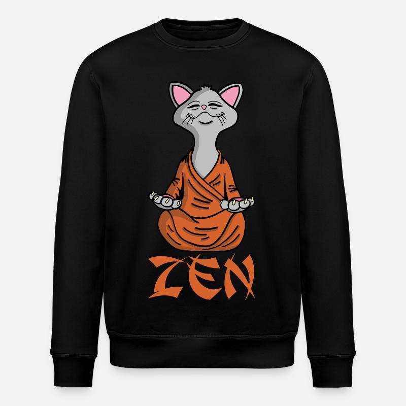 Katze beim Yoga - Stanley/Stella Unisex Bio-Sweatshirt ROLLER - Schwarz