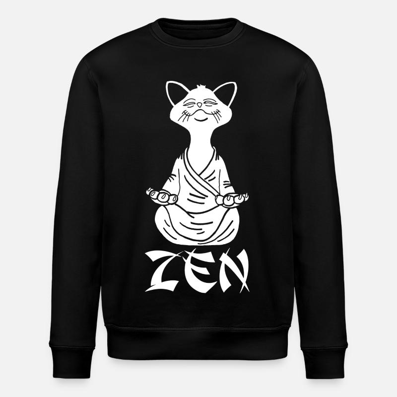 Chat blanc zen - Sweat bio ROLLER Stanley/Stella Unisexe - noir