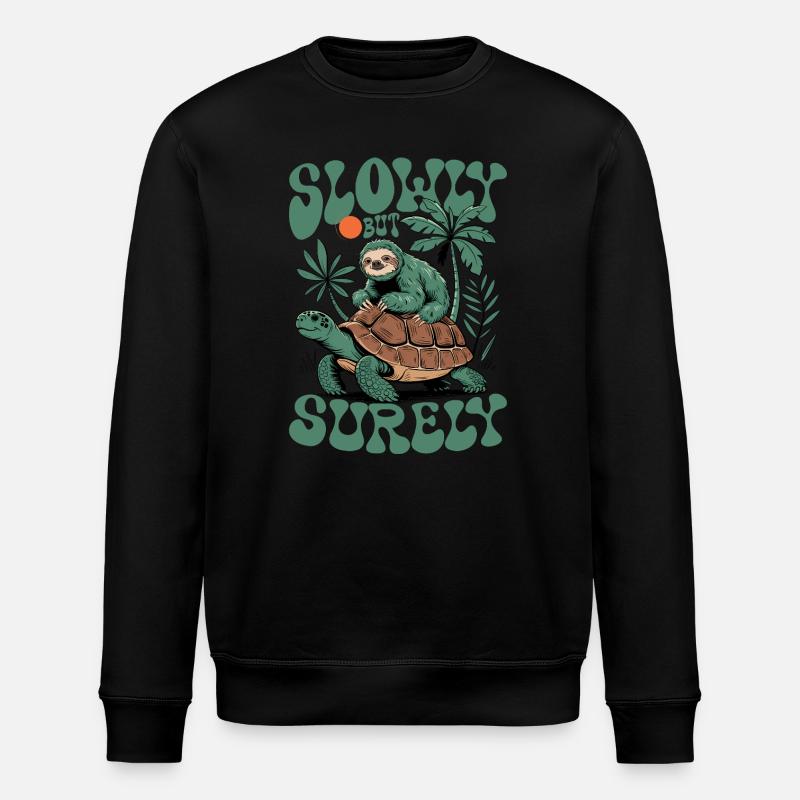 Langsam aber sicher Schildkröte und Faultier - Stanley/Stella Unisex Bio-Sweatshirt ROLLER - Schwarz