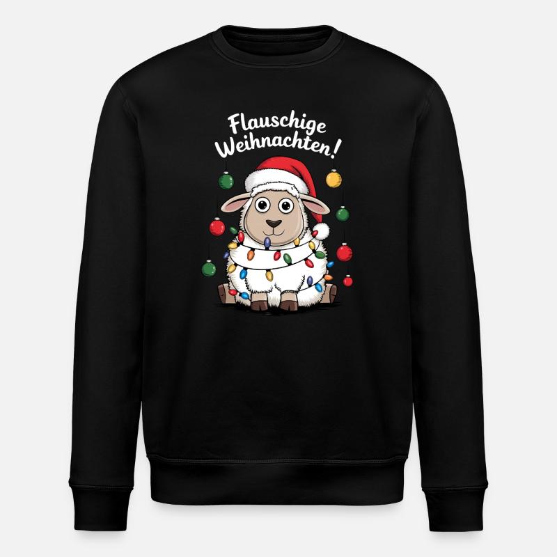 Funny Sheep Christmas Shepherd Farm - Stanley/Stella ROLLER Unisex Organic Sweatshirt - black