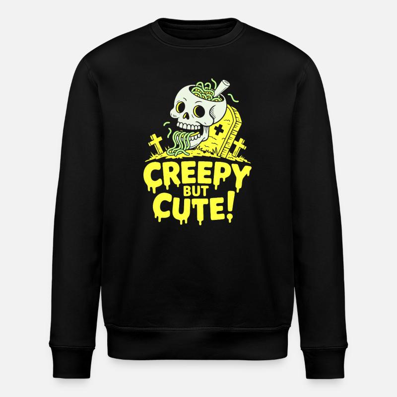Creepy but Cute Skull Glow - Stanley/Stella ROLLER Unisex Organic Sweatshirt - black