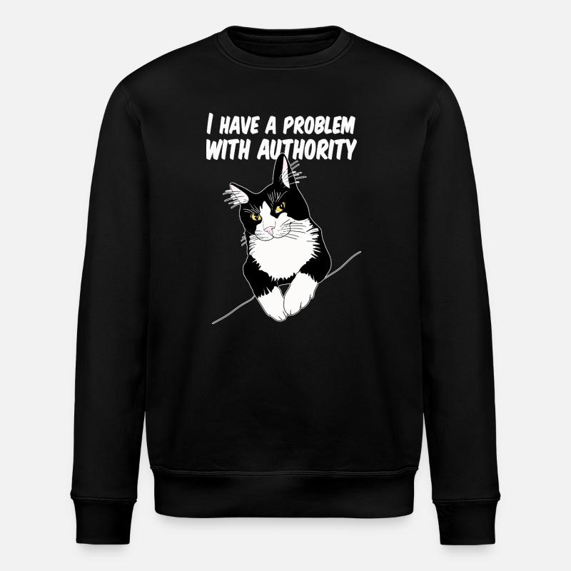 Cat Defies Authority - Stanley/Stella ROLLER Unisex Organic Sweatshirt - black