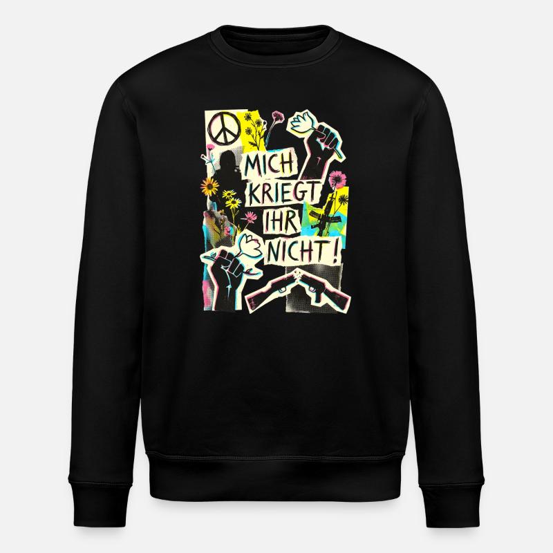 Frieden Demo Gegen Krieg - Stanley/Stella Unisex Bio-Sweatshirt ROLLER - Schwarz