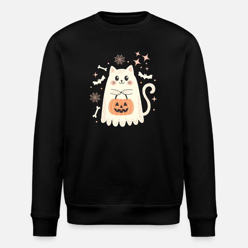 Chat fantôme d’Halloween - Sweat bio ROLLER Stanley/Stella Unisexe - noir