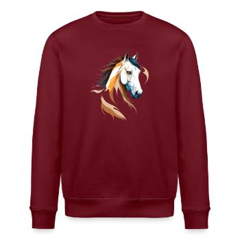 Pferd Vektor Kunst mit lebendiger Farbillustration - Stanley/Stella Unisex Bio-Sweatshirt ROLLER - Burgunderrot - Vorne - Nik (191cm)