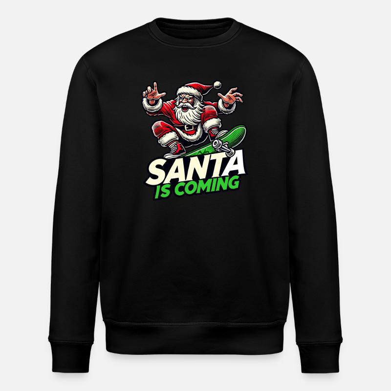 Der Weihnachtsmann kommt - Stanley/Stella Unisex Bio-Sweatshirt ROLLER - Schwarz