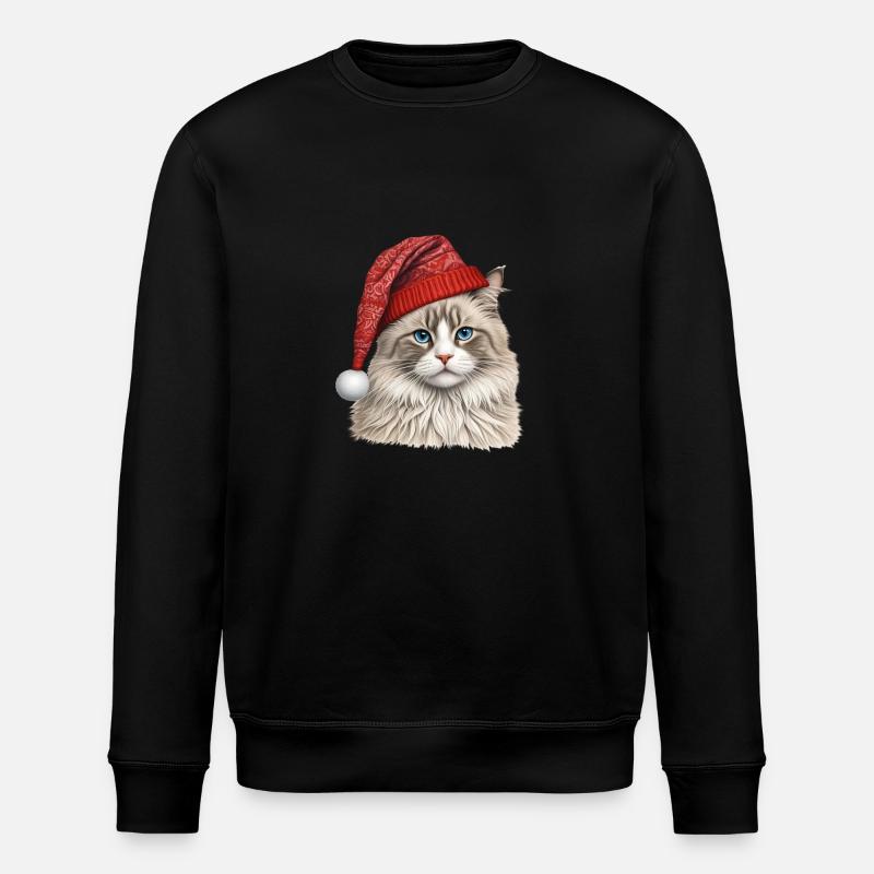 Christmas ragdoll cat - Stanley/Stella ROLLER Unisex Organic Sweatshirt - black